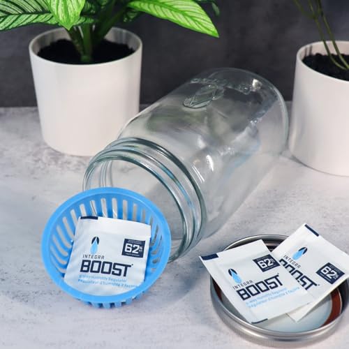 Integra Boost - 62% RH Level - 4 Gram Size - Two-Way Humidity Control Pack - Incl. Replacement Indicator Cards - Food Storage & Herbs Moisture Balancer for Up to 1/2 oz