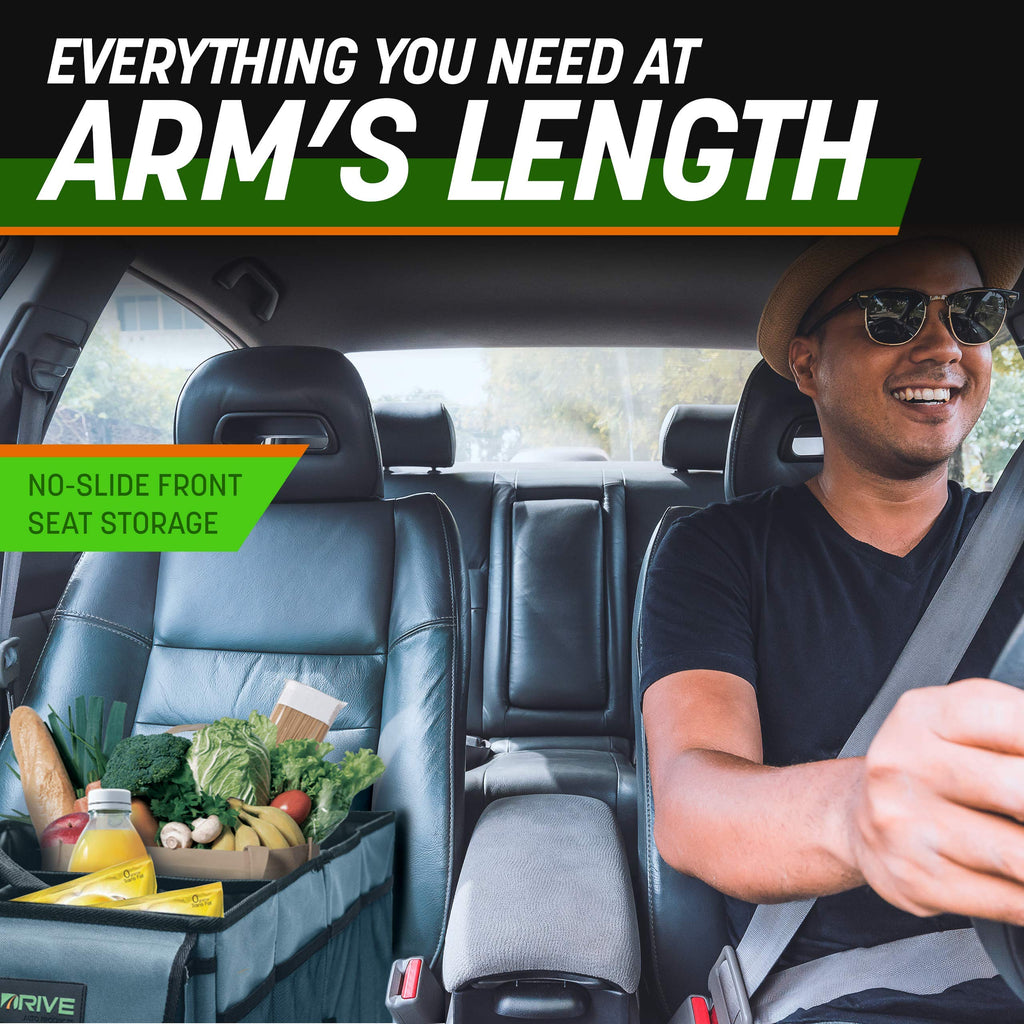 Drive Auto Car Trunk Organizer - Collapsible, Multi-Compartment Automotive SUV Car Organizer for Storage w/Adjustable Straps