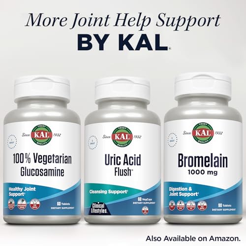 KAL Uric Acid Flush, Joint Health Supplement with Tart Cherry Extract, Celery Seed and Turmeric Extract, Joint Comfort and Mobility Support, Lab Verified, 60-Day Guarantee, 30 Servings, 60 VegCaps